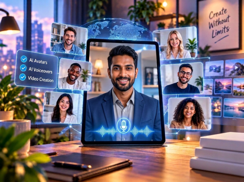 AI faceless video creation tool showing talking avatar and script-to-video workflow for affiliate marketers