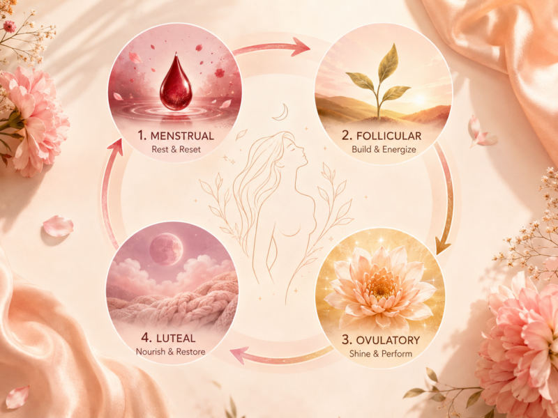 Diagram of the four phases of the female hormonal cycle used in The Zōē Method training program