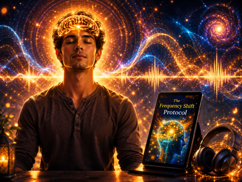 Frequency Shift Protocol digital program with 7-minute audio and bonus materials on tablet