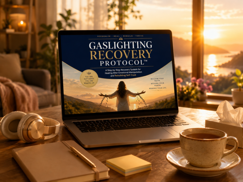 Gaslighting Recovery Protocol digital program interface showing self-trust rebuilding exercises and tools