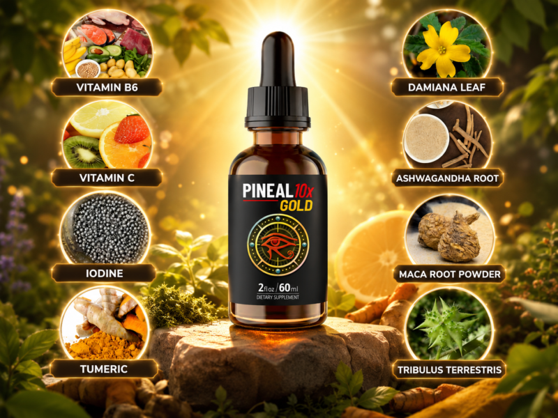Pineal 10x liquid dropper bottle showing plant-based pineal gland supplement formula