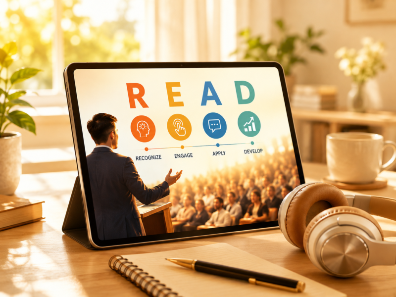 READ method framework for public speaking confidence by Rise Up Eight course