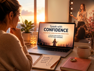 Speak with Confidence online course by Rise Up Eight for overcoming public speaking anxiety